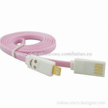 USB cable for iPhone 5/5S/5C with LED flashing smiling face